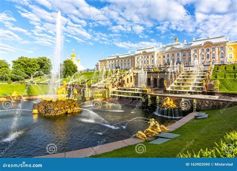 A View of the Great Peterhof Palace! An Immersive Landscape Bathed in Golden Light